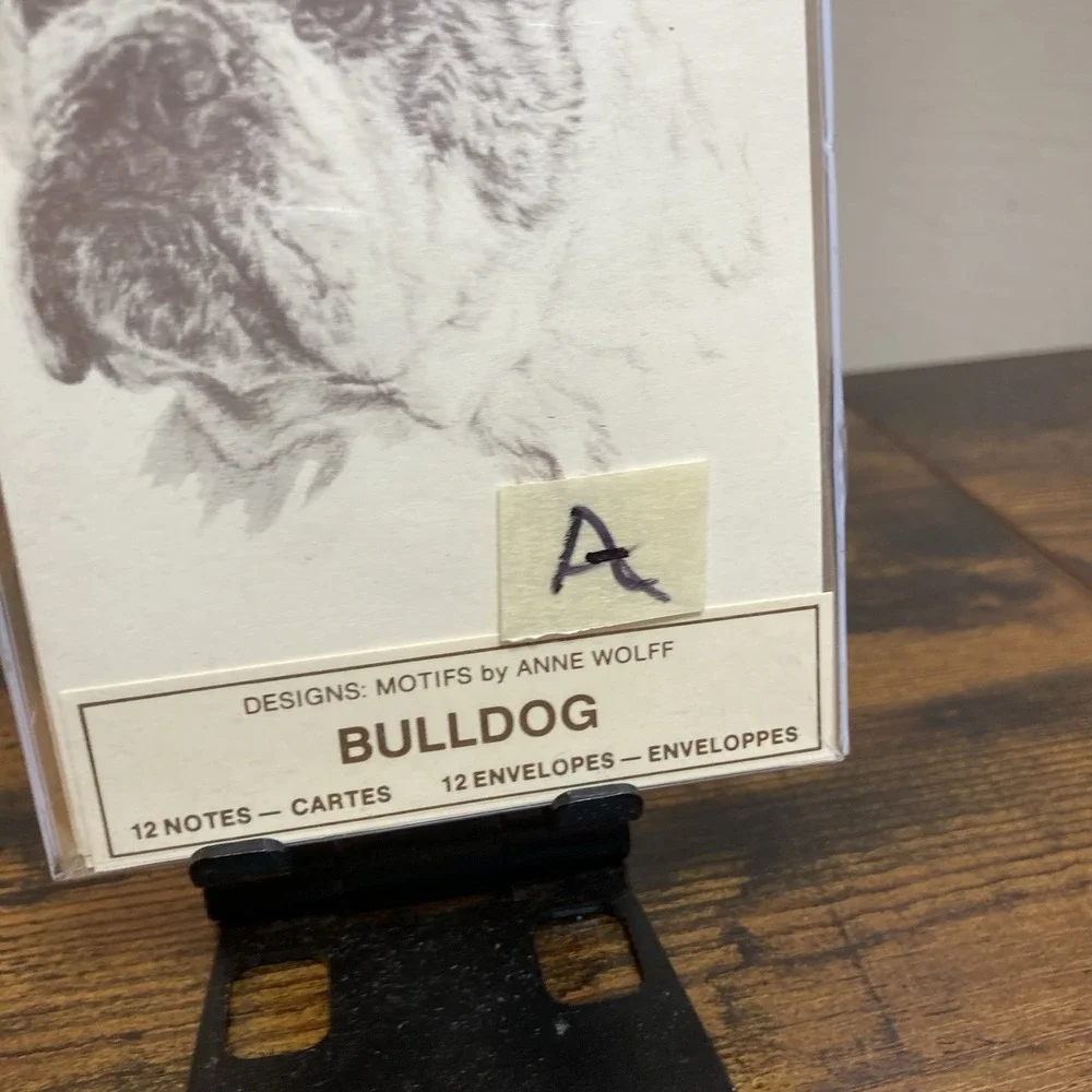 Anne Wolff Bulldog Cards 12 Notes & Envelopes Picture Pets Inc 5.5x3.5in Art